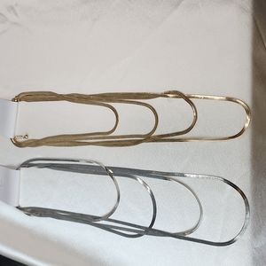 Set of 2 snake multi layer necklace Gold and Silver shades